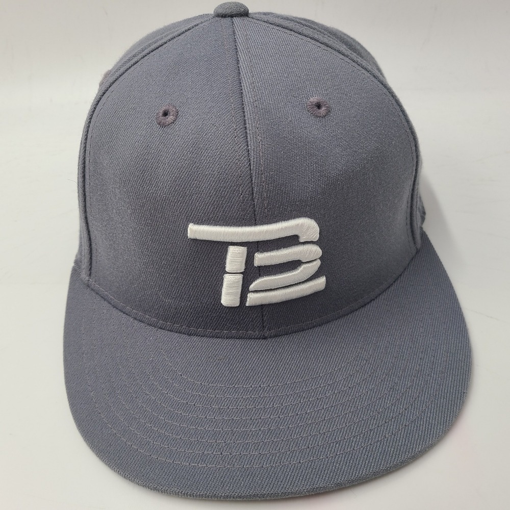 TB12 Hat Fitted M-L Gray White Tom Brady Logo Wool Blend Casual Sports TB 12 Men